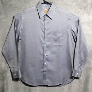Armani Collezioni Shirt Mens 16 41 Blue Gray Striped Dress Pocket Made Italy